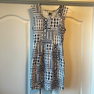 Blue and white dress with back cutout